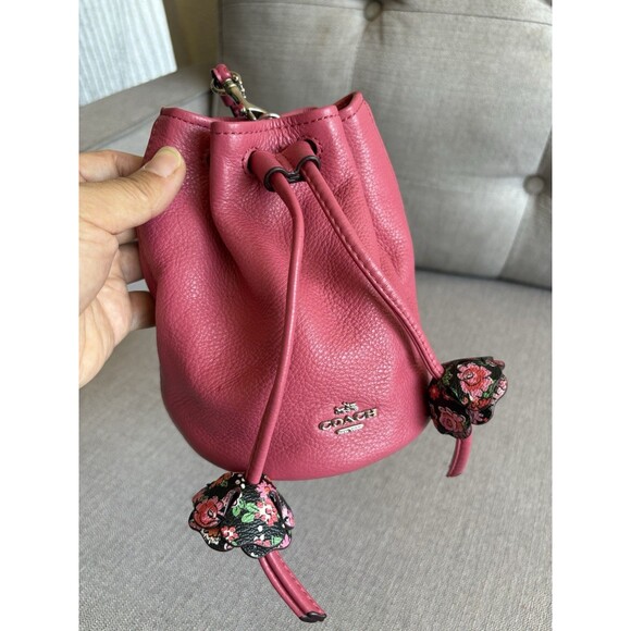 Coach Handbags - Coach Drawstring Wristlet Pouch Bag  in Pink Pebble Leather W/Tea Rose F56581